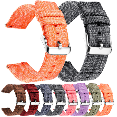 Bracelet en Nylon pour Samsung Galaxy montre 3 vitesses S3 frontière 46 42mm actif 2 poignet Sport boucle pour Huawei montre Amazfit 20 18 22 24mm ► Photo 1/6