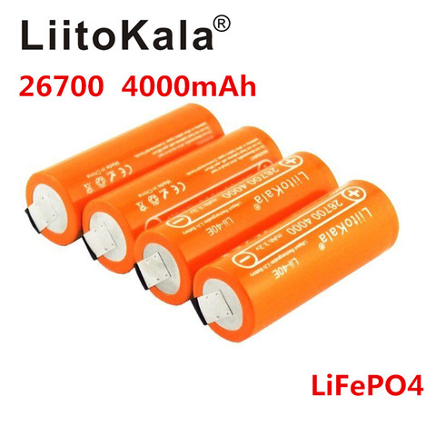 LiitoKala – batterie rechargeable LiFePO4, 3.2V Lii-40E-N 26700, 4000mah, batterie au lithium, pour vélo électrique 24V, powe + bricolage de feuilles de Nickel ► Photo 1/6