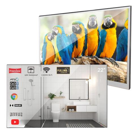 Souria velours 22 pouces magique Android 7.1 miroir LED TV IP66 étanche évalué salle de bain Salon dans mur écran plat ► Photo 1/6