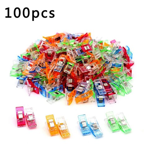 Lot de 100 pinces colorées en plastique de couture, pour patchwork, décoration, pince à vêtements, accessoire de création ► Photo 1/6