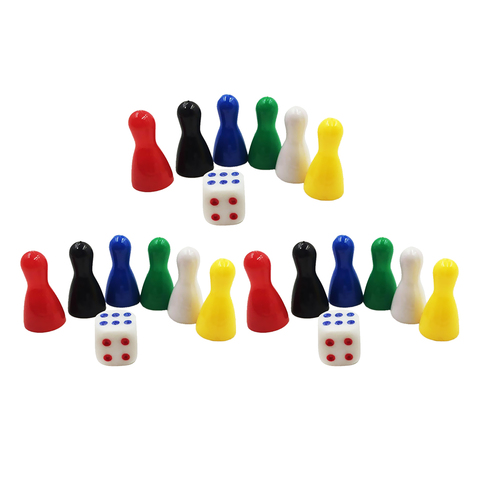 18x pièces colorées pion échecs pièces en plastique dés jeux de cartes de société cadeau bricolage ► Photo 1/6