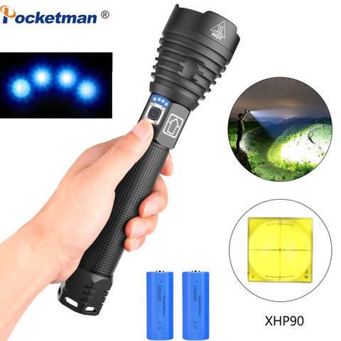 Nouveau XHP90 plus puissant lampe de poche LED XLamp 18650 26650 Zoom torche XHP70.2 USB Rechargeable tactique lumière Camping lampe de chasse ► Photo 1/6