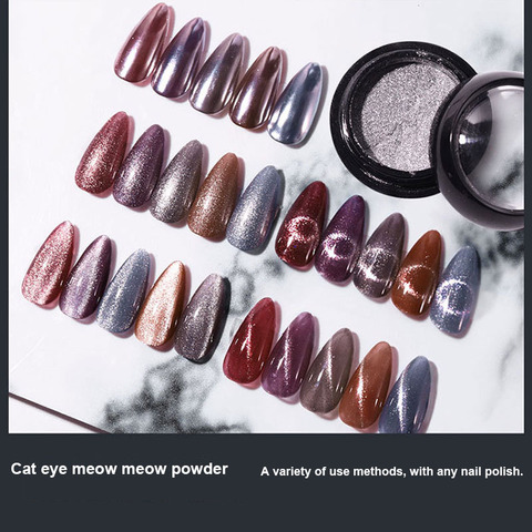 Miaou – poudre à paillettes pour ongles, 1 boîte, vernis à ongles, Gel de manucure, large, miroir, poussière, DIY, décoration artistique ► Photo 1/6