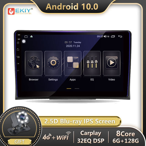 EKIY – autoradio Android 10, 6 go/128 go, Navigation GPS, lecteur multimédia, Carplay, Blu-ray, IPS, pour voiture Volkswagen Multivan T5 (2003-2015) ► Photo 1/6