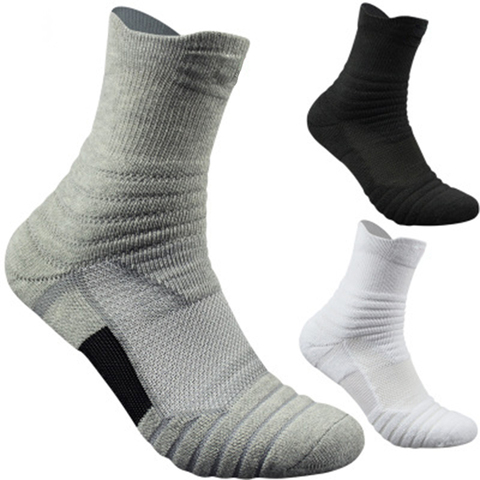 Haute qualité nouveaux hommes Sports de plein air élite basket-ball chaussette cyclisme Compression chaussettes coton serviette bas hommes ► Photo 1/6