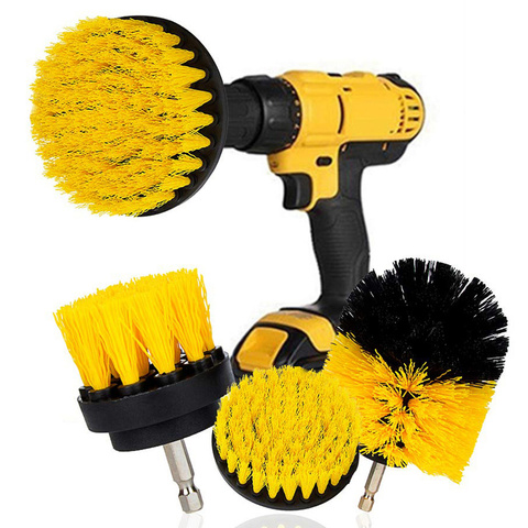 Ensemble de brosse à récurer pour salle de bain perceuse brosse à récurer pour le nettoyage des pneus de voiture Kit de fixation de perceuse sans fil gommage électrique ► Photo 1/6