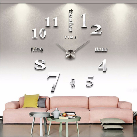 Horloge murale 3D autocollant miroir | Étiquette autocollante murale, bricolage créatif, amovible, décoration de maison, salon, aiguille à Quartz, tendance ► Photo 1/6