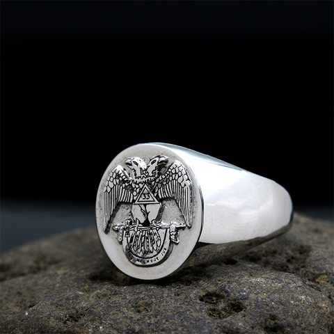 Bague homme maçon franc-maçonnerie maçonnique 925 en argent sterling ► Photo 1/6