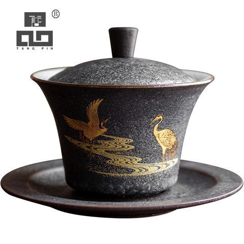 TANGPIN-tasse à thé gaiwan en céramique, service à thé kung fu chinois fait à la main, articles pour boissons ► Photo 1/6