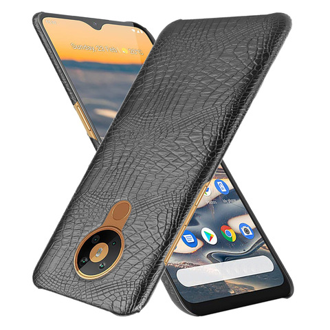 Coque arrière en cuir PU rigide pour Nokia 5.3, compatible modèles TA-5.3 TA-1234 TA-1223 TA-1227 TA-1229, Texture crocodile ► Photo 1/6