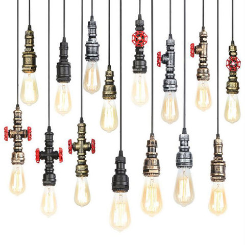 Vapeur Punk Loft industriel fer tuyau d'eau pendentif lumières Vintage plafond monté suspension lampe luminaire Lustres Bronze maison lampe ► Photo 1/6