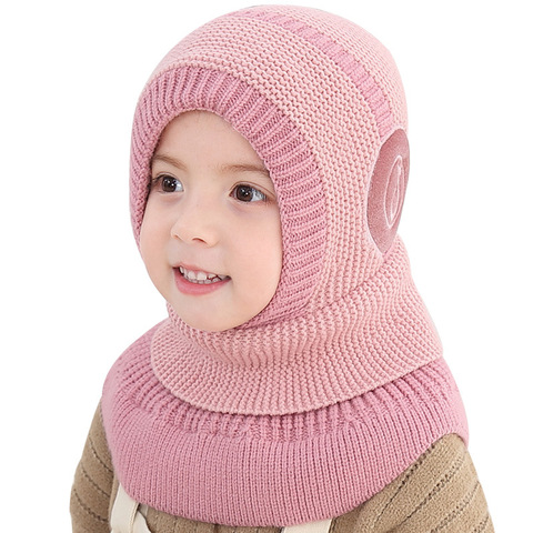 Chapeau d'hiver pour bébé tricoté pour enfants, bonnet, écharpe avec joli motif de casque, chaud, doublure en velours ► Photo 1/6