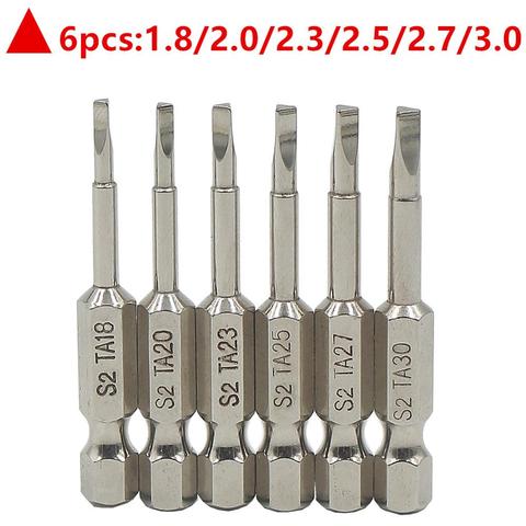 6 pièces 50mm Triangle embouts magnétiques embouts de tournevis S2 acier 1/4 pouces tournevis hexagonal jeu d'embouts bricolage outils à main jeu d'embouts ► Photo 1/6