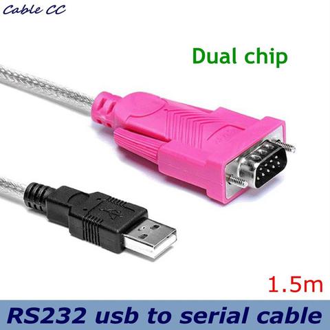 Câble de série USB vers Rs232 mâle, commutateur de port USB vers série DB9 mâle, câble de série USB vers COM à double puce 1.5m ► Photo 1/5