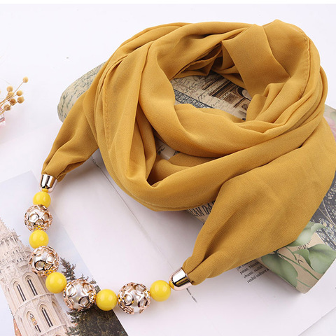 Collier décoratif en mousseline de coton | Simple, pendentif, Foulard Foulard Femme, Foulard de tête Hijab ► Photo 1/6