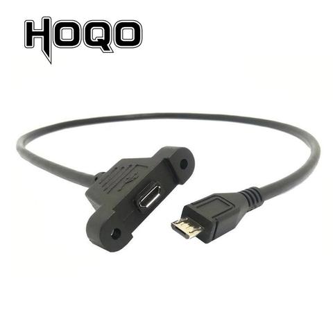 Prise de connecteur Micro Usb à montage sur panneau Micro-USB 5pin. Rallonge mâle à femelle câble d'extension 30cm 50cm avec trou de vis ► Photo 1/3