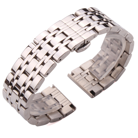 Bracelet de montre en métal poli en argent, 18mm 20mm 22mm, boucles en acier inoxydable, accessoires de Bracelet de montre ► Photo 1/6