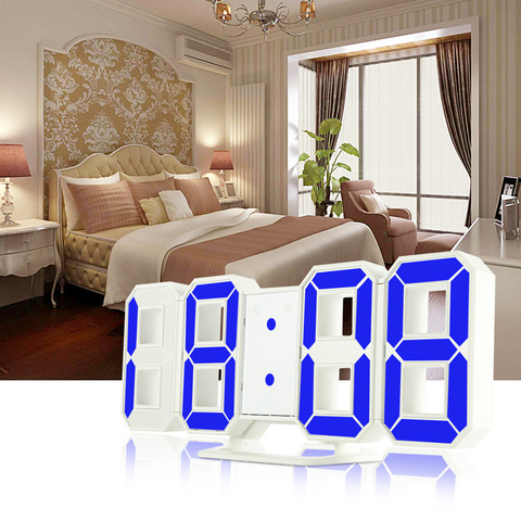 Original 3D LED horloge de Table moderne horloge murale montres numériques 12/24 heures affichage horloge mécanisme alarme Snooze bureau réveil ► Photo 1/6