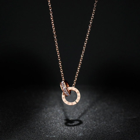 Collier en acier titane pour femmes, Design classique, de marque célèbre, en chiffres romains, bijoux de luxe pour femmes, Top Qu ► Photo 1/6