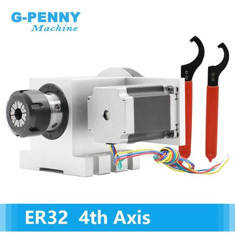 ER32 morceau 4th axe CNC division tête Rotation 6:1 A axe/A axe kit pour Mini CNC routeur travail du bois machine de gravure ► Photo 1/6