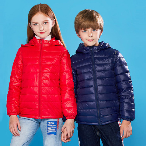 90% Duck Down Winter Down Jacket boy girl Child Kid Light Coat Hooded Thin Warm big boys Outerwears 2 4 6 8 10 12 14 16 Years ► Photo 1/6