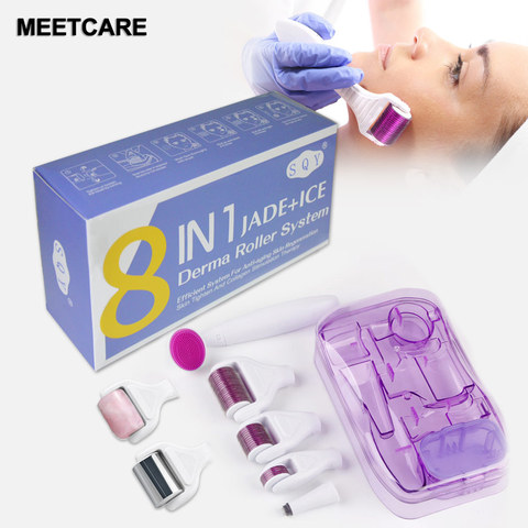 Dermaroller de glace de Jade de Rose de rouleau de DRS 8 in1 et 6 in1Derma pour le traitement Multi de soin de peau Kit de Microneedle Massage de corps Anti-vieillissement ► Photo 1/6