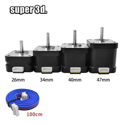 1/5 pièces Nema 17 42 moteur pas à pas hauteur 26mm 34mm 40mm 48mm moteur 4-plomb 12V pour imprimante 3D j-head extrudeuse CNC pièces ► Photo 1/6