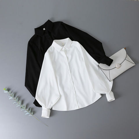 Deep town Vintage chemises femmes automne blanc femmes Blouses mode 2022 solide chemises femmes ample manches bouffantes bouton Up chemise ► Photo 1/6