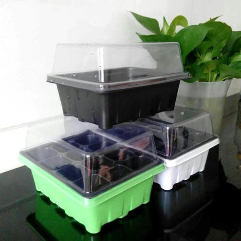 Bac de pépinière avec 12 trous bac à graines boîte plastique carré plante succulente Pot Mini serre fleur plateau de semis Pot 1L ► Photo 1/6