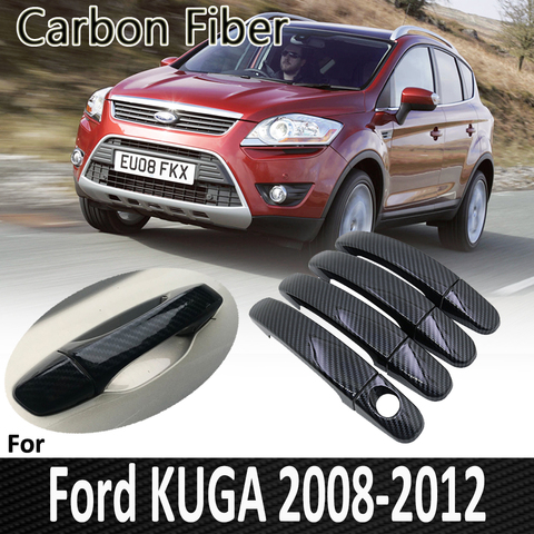 Couvercle de poignée de porte en Fiber de carbone noir, décorations pour Ford KUGA MK1 de 2008 ~ 2012, 2009, 2010 et 2011, accessoires de voiture ► Photo 1/6
