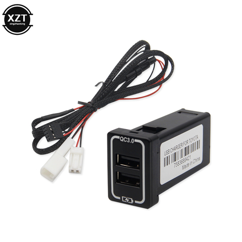 Chargeur double USB QC3.0 avec câble Plug-and-Play pour voiture Toyota, adaptateur pour téléphone portable, PDA, DVR, nouveau ► Photo 1/6