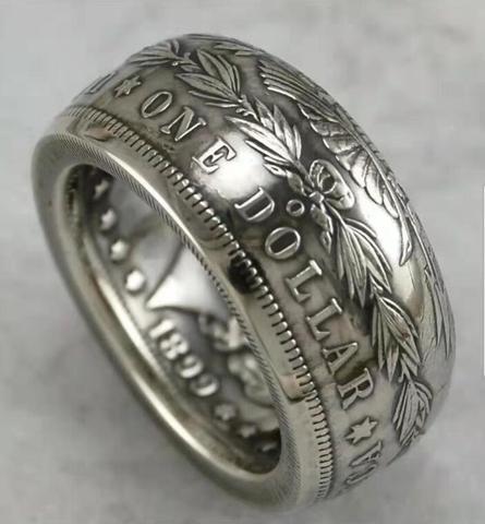 Bague à monnaie en argent 90% Morgan, «aigle» 1899O, fait à la main, tailles 8-16 ► Photo 1/3