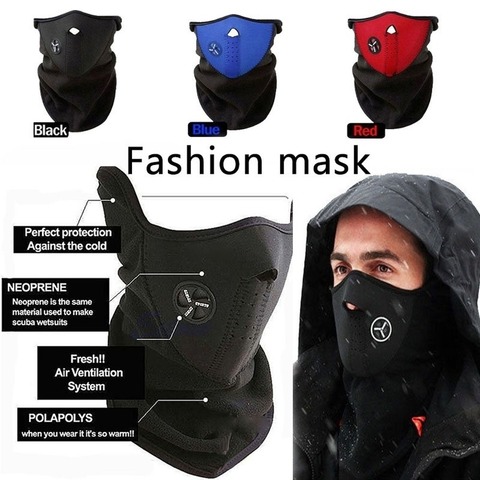 Airsoft chaud polaire vélo demi visage masque couverture visage capuche Protection cyclisme Ski Sports en plein air hiver cou garde écharpe masque chaud ► Photo 1/6