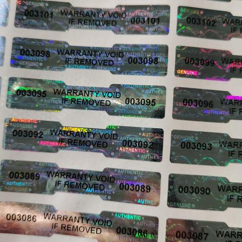 1000psc 50mm x 10mm holographique garantie autocollant nid d'abeille inviolable numéro de série étiquette de sécurité peut être personnalisé ► Photo 1/5