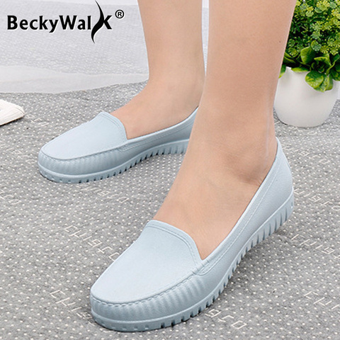 Automne femmes chaussures plates mocassins imperméables solide sans lacet ballerines confortables chaussures en plastique femme zapatos mujer WSH3597 ► Photo 1/6