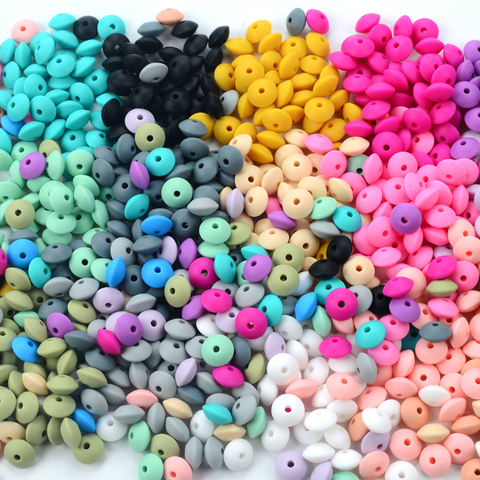 Perles lentilles en Silicone sans BPA, 50 pièces/lot, 12mm, bricolage de breloques pour nouveau-né, accessoire soins infirmiers, collier de dentition, jouet, bricolage ► Photo 1/6