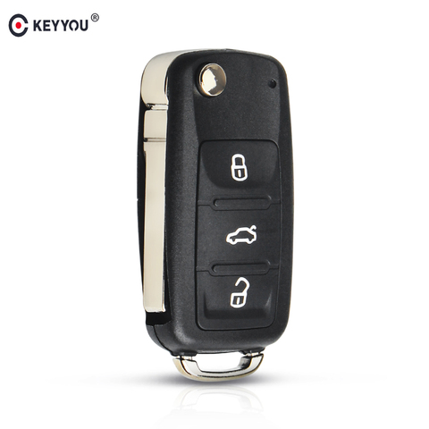 Porte-clés de voiture à distance pliable KEYYOU pour Volkswagen VW Tiguan GOLF PASSAT Polo Jetta coccinelle Hella 434MHz ID48 puce 5K0837202AD ► Photo 1/6