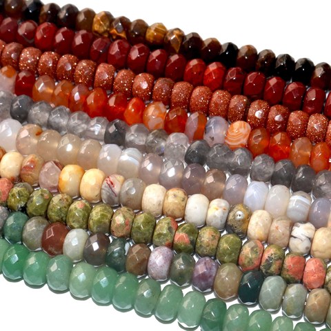 Perles en pierre naturelle, 4*6 MM 5*8 MM, perles à facettes, Agates en hématite, matériau de collier Bracelet à bricoler soi-même, vente en gros ► Photo 1/6