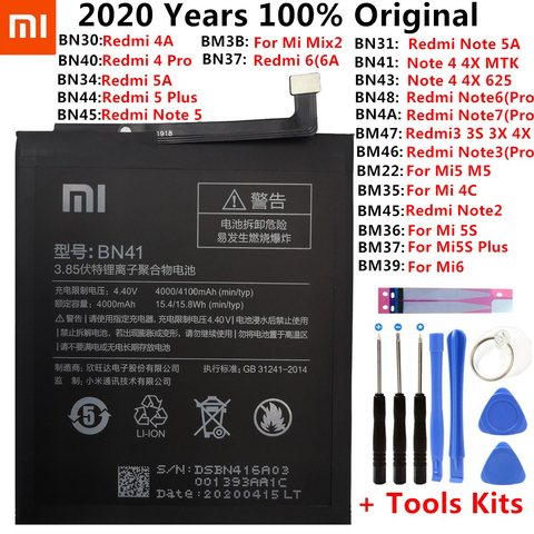 Xiaomi D'origine Batterie De Téléphone Pour Xiaomi Redmi Note 3 3S 3X 4 4X 4A 5 Plus 5 6 5A 6A Pro Mi5 Km 4C 5X Mi6 Batteries De Remplacement ► Photo 1/6