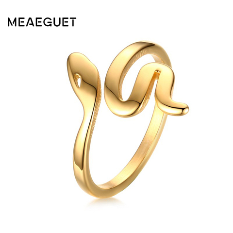 Mode Serpent forme anneau en acier inoxydable bijoux couleur or Bague Serpent anneaux pour les femmes bijoux de fête mignon ► Photo 1/6
