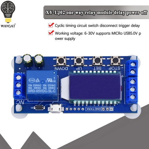 WAVGAT Micro USB affichage LCD numérique Module de relais de temporisation contrôle cc 6-30V minuterie multifonction interrupteur déclencheur Cycle XY-LJ02 ► Photo 1/6