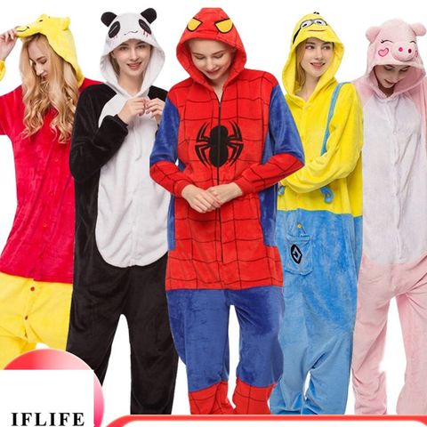 Adultes Animal rose licorne ensemble de pyjamas dessin animé Kigurumi femmes hommes hiver flanelle point Panda pyjamas unicornio vêtements de nuit ► Photo 1/6