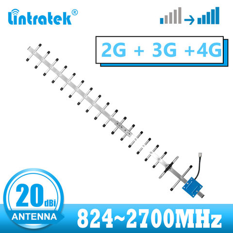 Lintratek 20dBi GSM 2G 3G 4G Yagi antenne extérieure LTE 4G booster antenne externe avec N femelle pour amplificateur répéteur ► Photo 1/6