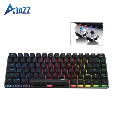 Ajazz AK33 clavier mécanique filaire clavier de jeu USB 82 touches bleu/noir commutateur rvb/1 couleur clavier rétro-éclairé pour PC Gamer ► Photo 1/6