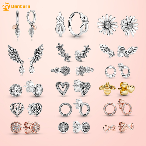 Danturn – boucles d'oreilles en argent Sterling 925 pour femmes, bijoux tendance, ailes, cœurs, pâquerettes, originales, nouvelle collection ► Photo 1/6