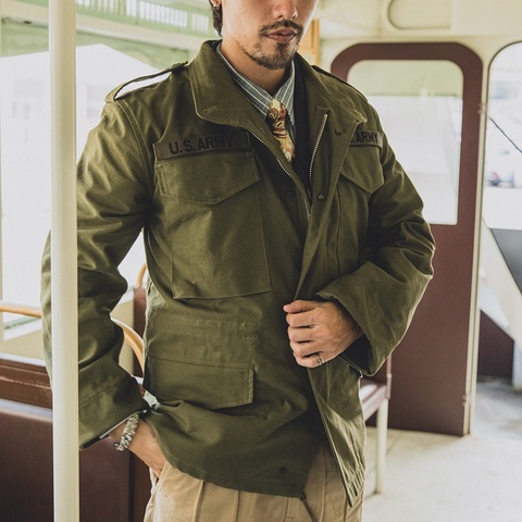 M65, lisez la Description! Veste classique de l'armée américaine en coton de haute qualité, taille asiatique, reédition, faite à la main ► Photo 1/5