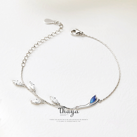 Thaya Style chinois perles Bracelets 925 argent Sterling bleu grue Bracelets pour filles élégant spécial bijoux ► Photo 1/6