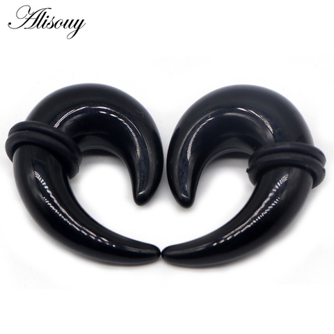 Alisouy-jauges d'oreille, corne d'oreille en acrylique, forme conique, bouchons étirables et Tunnel, bijoux Piercing 2mm-14mm, 2 pièces ► Photo 1/4