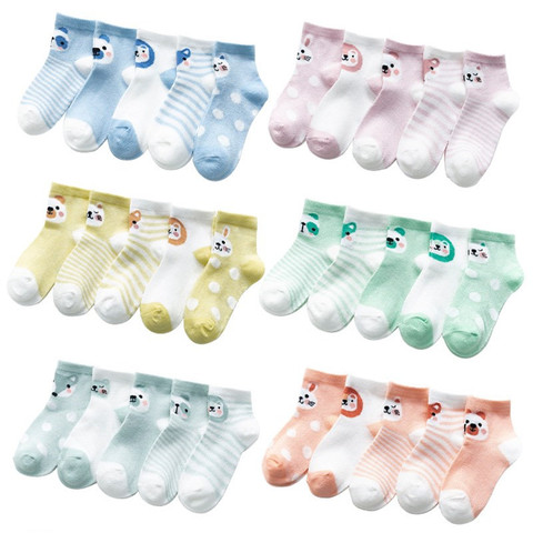 Chaussettes d’été en mailles fines pour filles, 5 pairs, pour bébés garçons et filles, en coton, pour nouveaux-nés, articles bon marché ► Photo 1/6