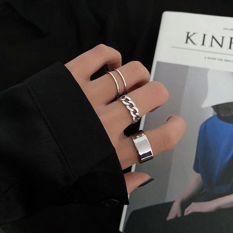 Hiphop/Rock, ensemble de formes géométriques en métal, Punk circulaires, accessoires pour doigts d'ouverture, boucle de queue, bijoux pour femmes ► Photo 1/6